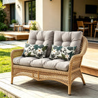 ARTPLAN 5 Piece Patio Loveseat Bench Cushion Set, Wicker Outdoor Pillow Pads ,44"19"4",19"19"4"