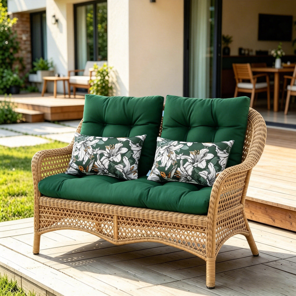 ARTPLAN 5 Piece Patio Loveseat Bench Cushion Set, Wicker Outdoor Pillow Pads ,44"19"4",19"19"4"