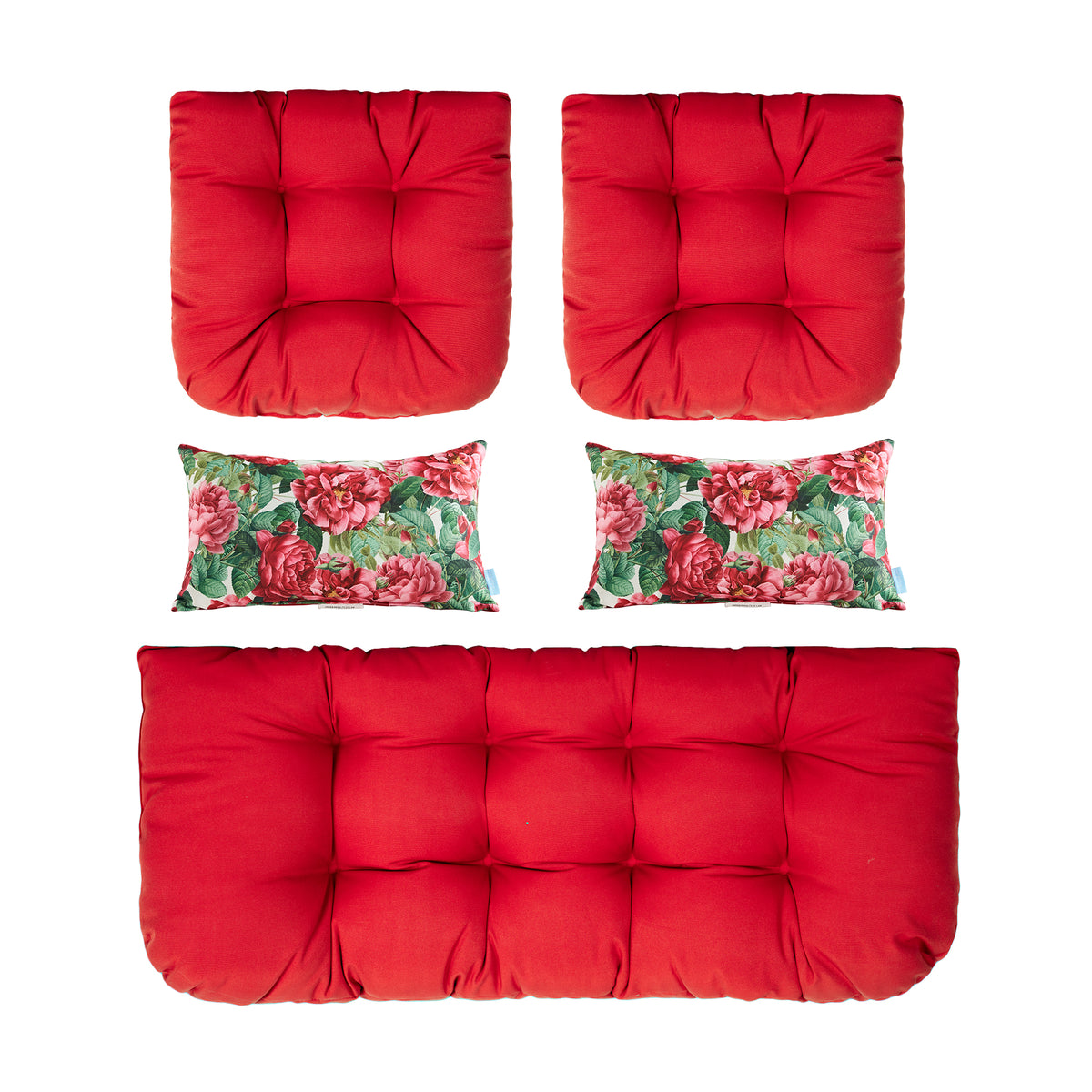 ARTPLAN 5 Piece Patio Loveseat Bench Cushion Set, Wicker Outdoor Pillow Pads ,44"19"4",19"19"4"