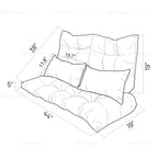 ARTPLAN 5 Piece Patio Loveseat Bench Cushion Set, Wicker Outdoor Pillow Pads ,44"19"4",19"19"4"