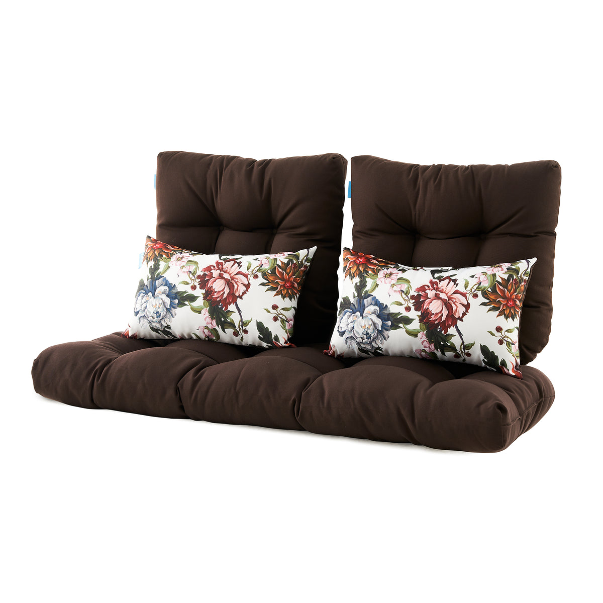 ARTPLAN 5 Piece Patio Loveseat Bench Cushion Set, Wicker Outdoor Pillow Pads ,44"19"4",19"19"4"