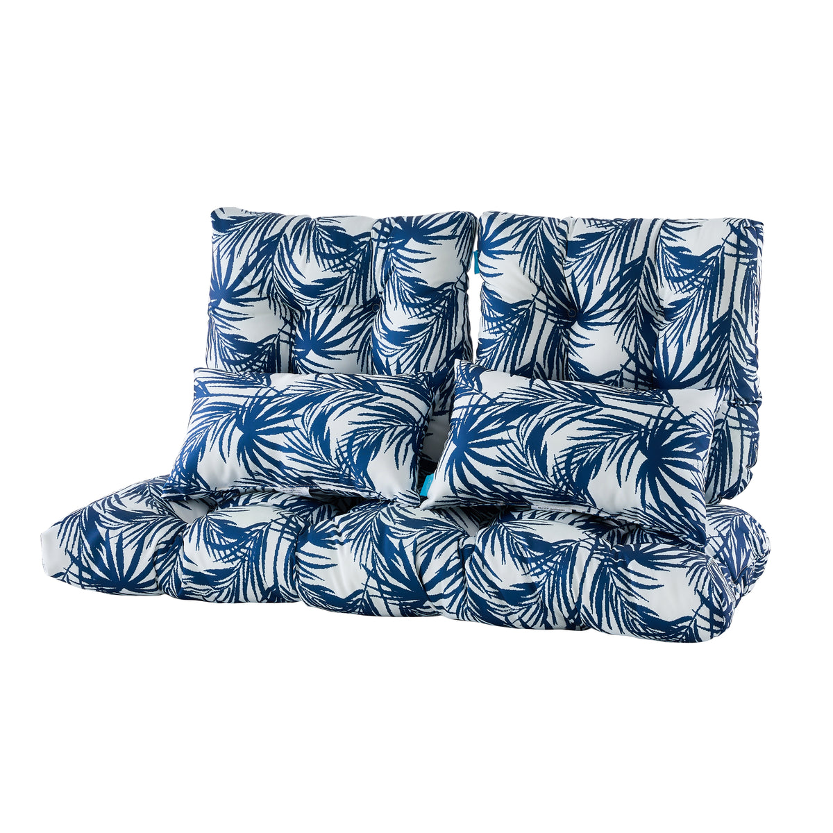 ARTPLAN Outdoor Cushions for Settee,Wicker Loveseat Cushions with Tie,Tufted Patio Cushions 2 U-Shaped Set of 5 Piece,L44xW19，Floral
