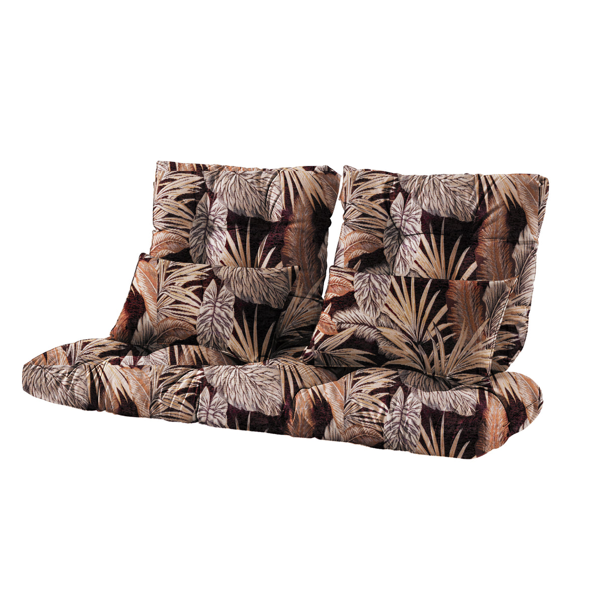 ARTPLAN Outdoor Cushions for Settee,Wicker Loveseat Cushions with Tie,Tufted Patio Cushions 2 U-Shaped Set of 5 Piece,L44xW19，Floral