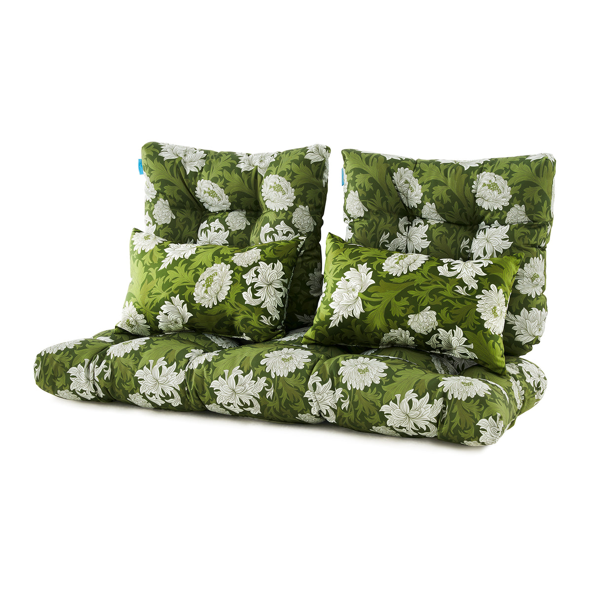 ARTPLAN Outdoor Cushions for Settee,Wicker Loveseat Cushions with Tie,Tufted Patio Cushions 2 U-Shaped Set of 5 Piece,L44xW19，Floral