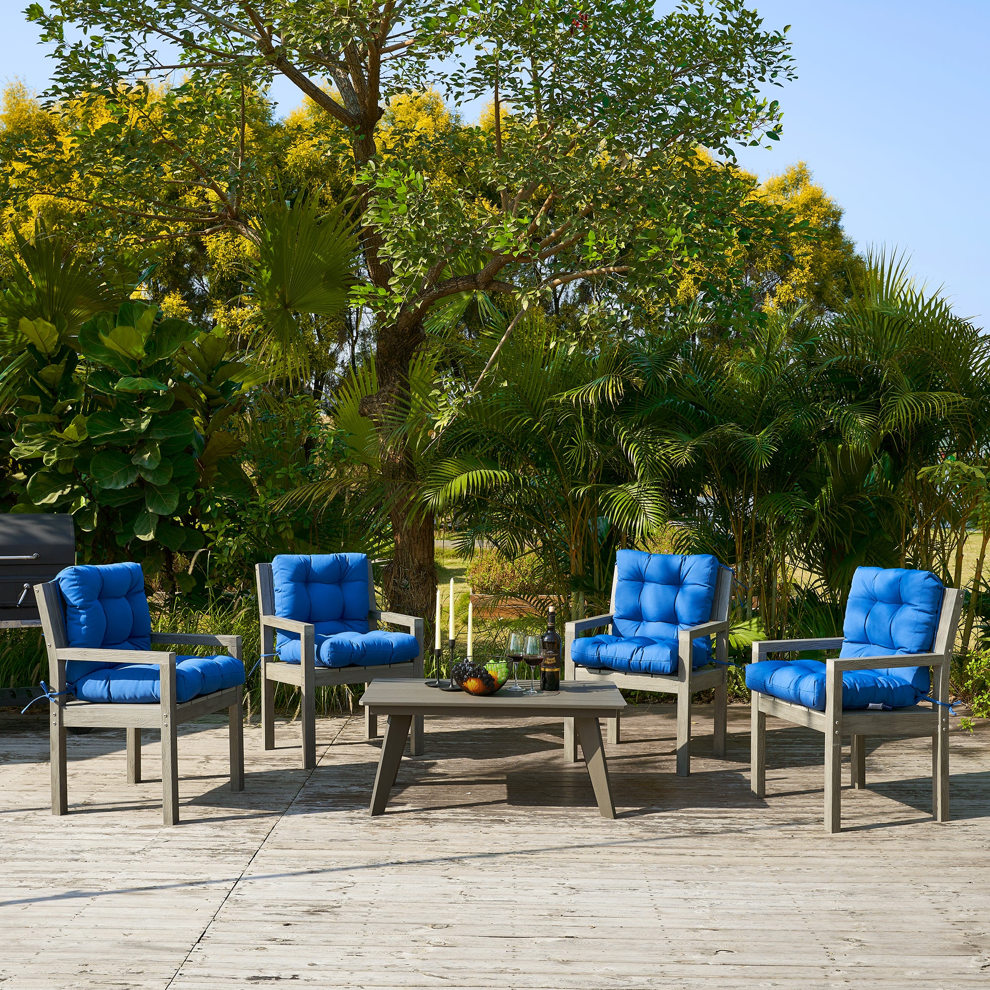 ARTPLAN Outdoor Chair Cushions,40"x20"x4",Low BackTufted Thick Outdoor Wicker Lawn Seat Cushion with Ties for Patio Furniture