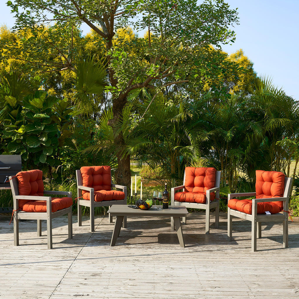 ARTPLAN Outdoor Chair Cushions,40"x20"x4",Low BackTufted Thick Outdoor Wicker Lawn Seat Cushion with Ties for Patio Furniture