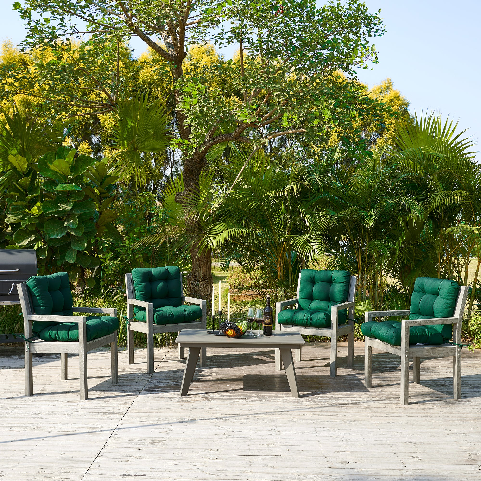 ARTPLAN Outdoor Chair Cushions,40"x20"x4",Low BackTufted Thick Outdoor Wicker Lawn Seat Cushion with Ties for Patio Furniture