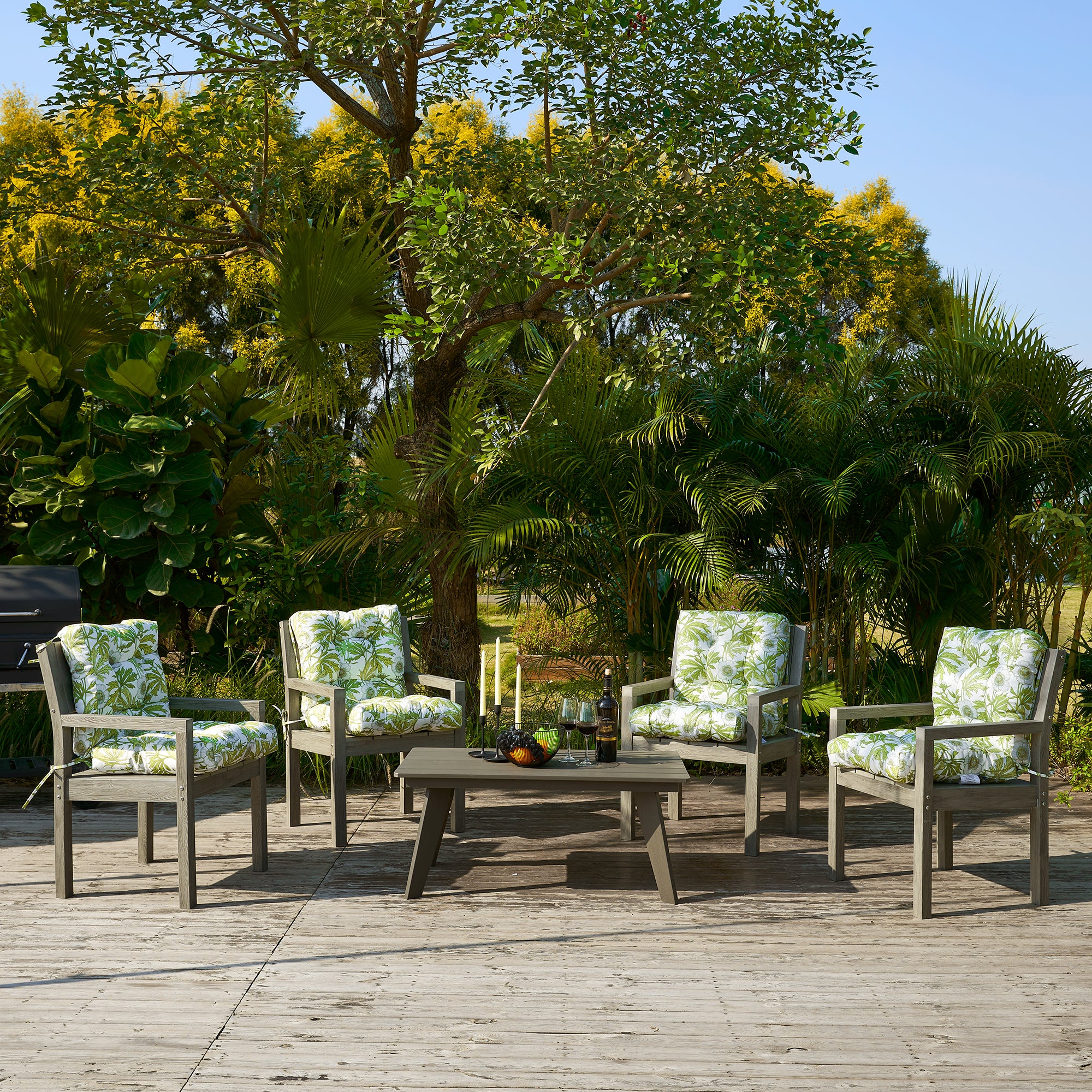 ARTPLAN Outdoor Chair Cushions,40"x20"x4",Low BackTufted Thick Outdoor Wicker Lawn Seat Cushion with Ties for Patio Furniture,Floral
