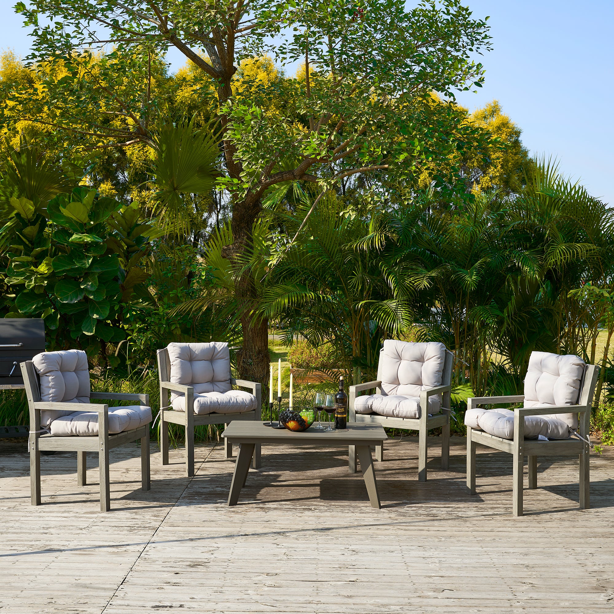 ARTPLAN Outdoor Chair Cushions,40"x20"x4",Low BackTufted Thick Outdoor Wicker Lawn Seat Cushion with Ties for Patio Furniture