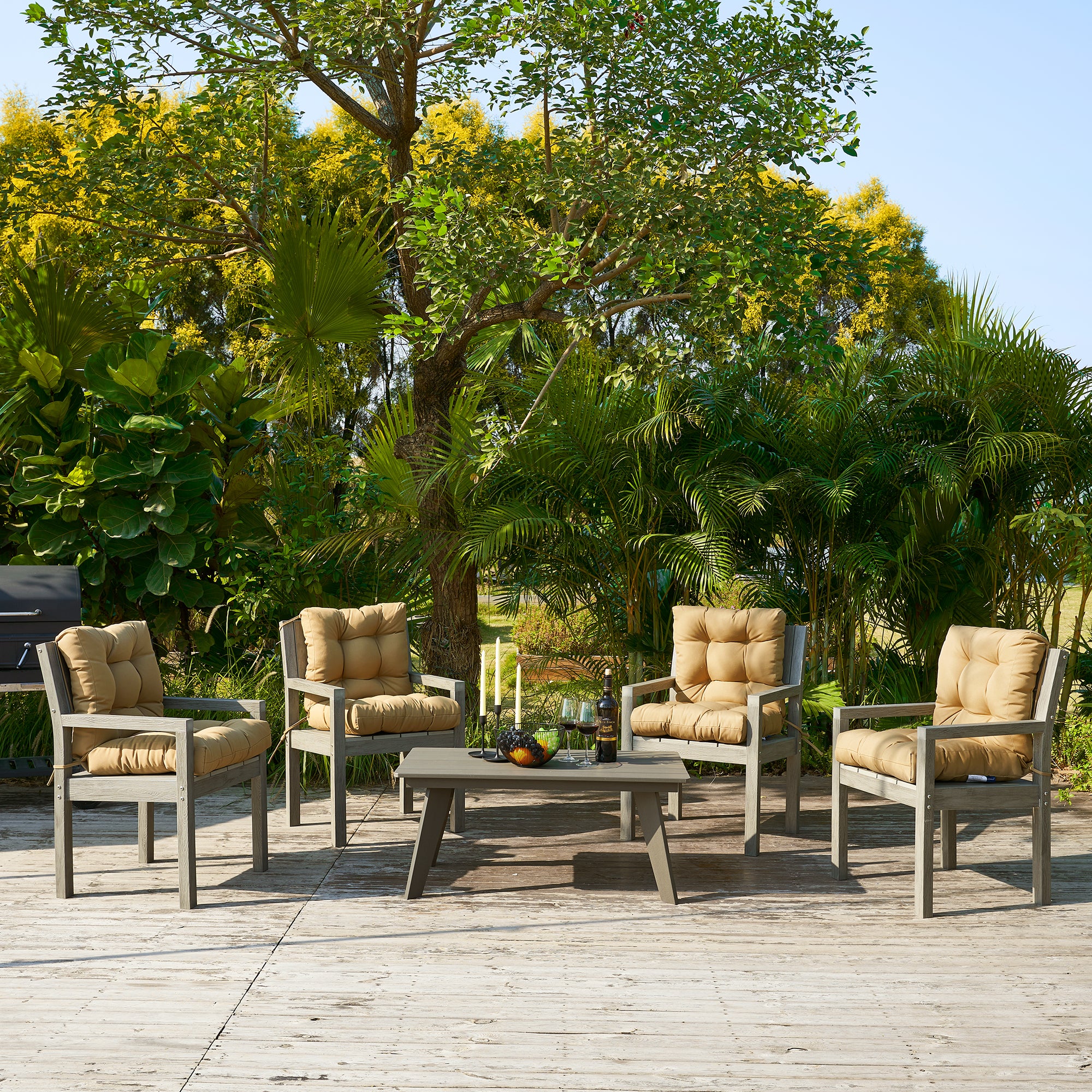 ARTPLAN Outdoor Chair Cushions,40"x20"x4",Low BackTufted Thick Outdoor Wicker Lawn Seat Cushion with Ties for Patio Furniture