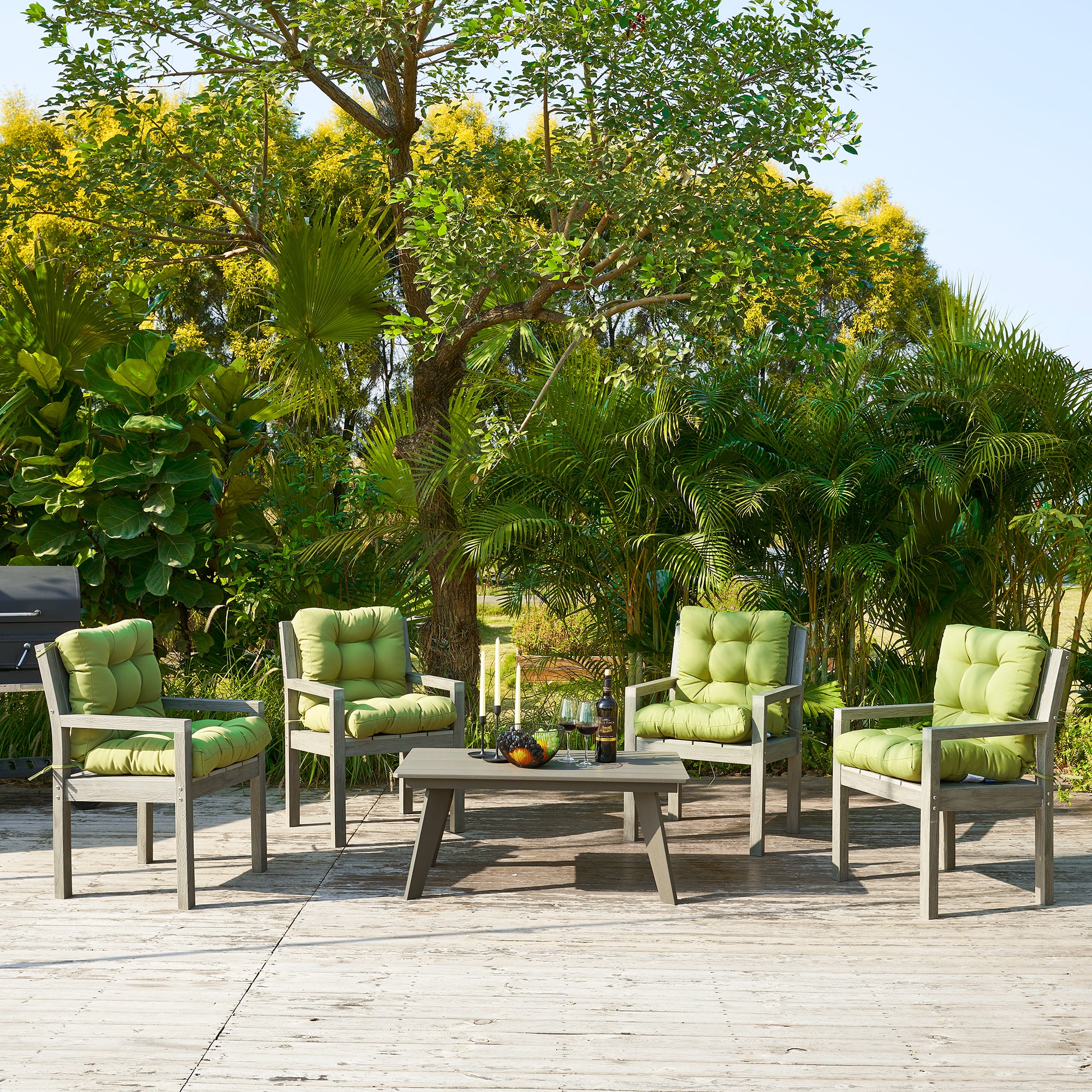 ARTPLAN Outdoor Chair Cushions,40"x20"x4",Low BackTufted Thick Outdoor Wicker Lawn Seat Cushion with Ties for Patio Furniture