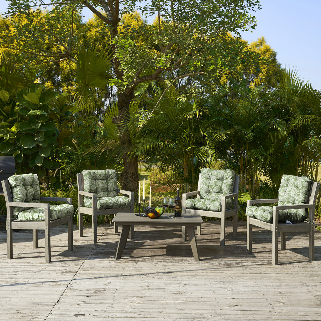 ARTPLAN Outdoor Chair Cushions,40"x20"x4",Low BackTufted Thick Outdoor Wicker Lawn Seat Cushion with Ties for Patio Furniture,Floral