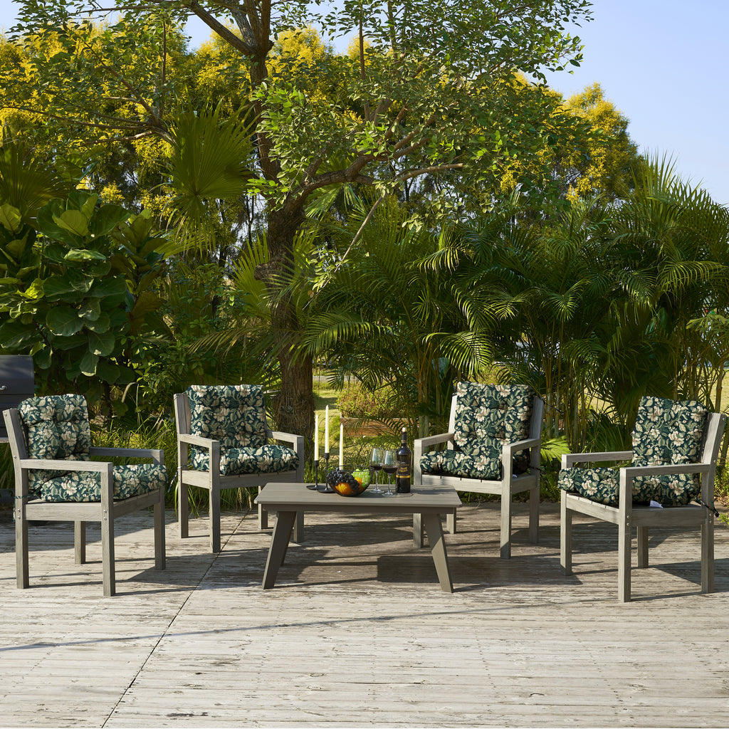 ARTPLAN Outdoor Chair Cushions,40"x20"x4",Low BackTufted Thick Outdoor Wicker Lawn Seat Cushion with Ties for Patio Furniture,Floral