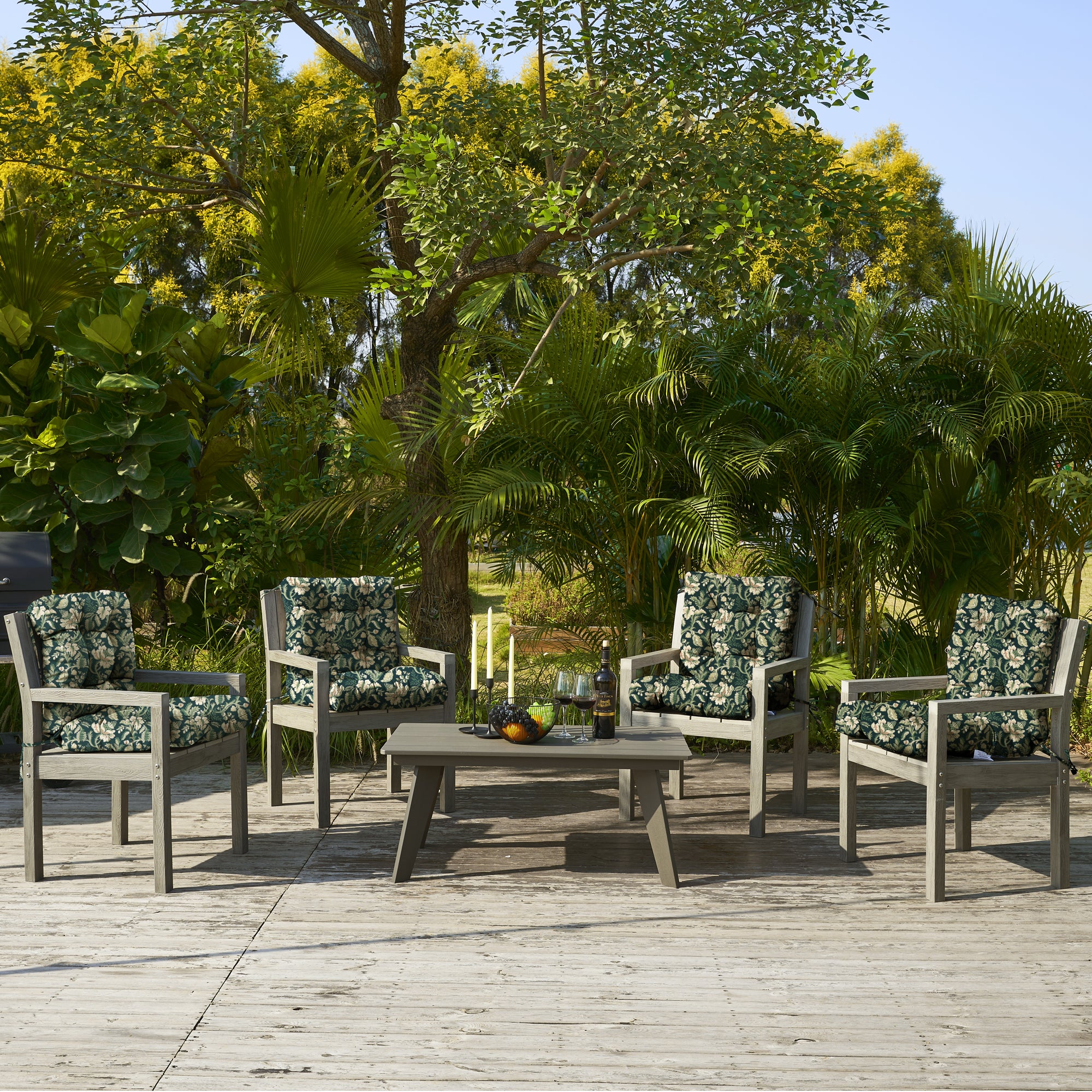 ARTPLAN Outdoor Chair Cushions,40"x20"x4",Low BackTufted Thick Outdoor Wicker Lawn Seat Cushion with Ties for Patio Furniture,Floral