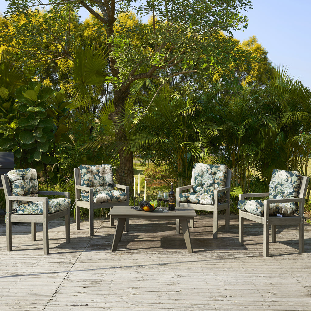 ARTPLAN Outdoor Chair Cushions,40"x20"x4",Low BackTufted Thick Outdoor Wicker Lawn Seat Cushion with Ties for Patio Furniture,Floral