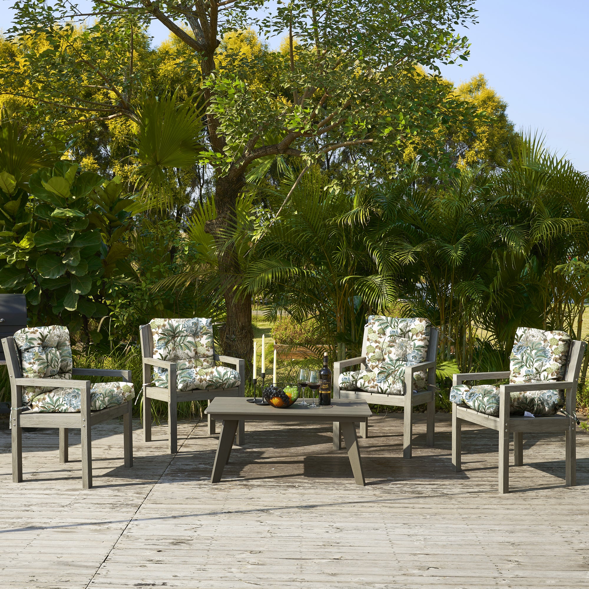 ARTPLAN Outdoor Chair Cushions,40"x20"x4",Low BackTufted Thick Outdoor Wicker Lawn Seat Cushion with Ties for Patio Furniture,Floral