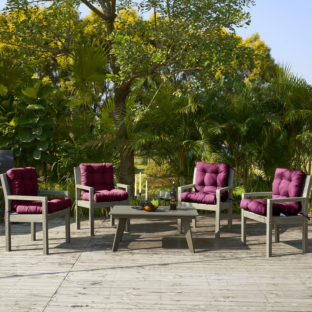 ARTPLAN Outdoor Chair Cushions,40"x20"x4",Low BackTufted Thick Outdoor Wicker Lawn Seat Cushion with Ties for Patio Furniture