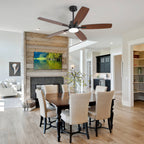 Ceiling Fans with Lights and Remote - 52 Inch Flush Mount Ceiling Fan with Noiseless Reversible DC Motor Timer LED Ceiling Fan for Bedroom Living Room Dining Room