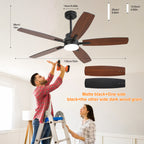 Ceiling Fans with Lights and Remote - 52 Inch Flush Mount Ceiling Fan with Noiseless Reversible DC Motor Timer LED Ceiling Fan for Bedroom Living Room Dining Room