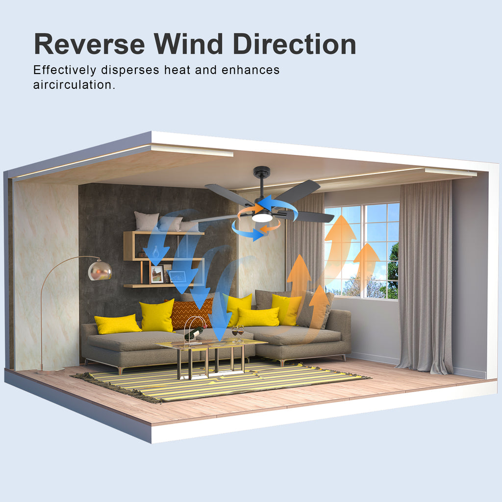 Ceiling Fans with Lights and Remote - 52 Inch Flush Mount Ceiling Fan with Noiseless Reversible DC Motor Timer LED Ceiling Fan for Bedroom Living Room Dining Room