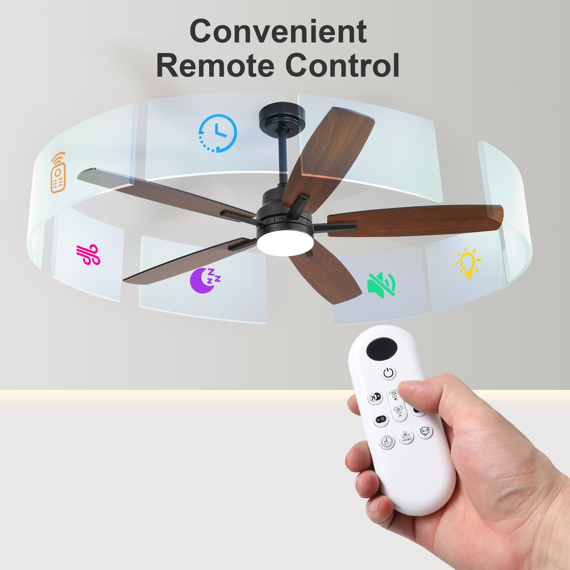 Ceiling Fans with Lights and Remote - 52 Inch Flush Mount Ceiling Fan with Noiseless Reversible DC Motor Timer LED Ceiling Fan for Bedroom Living Room Dining Room