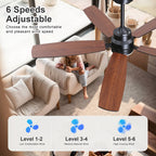 Ceiling Fans with Lights and Remote - 52 Inch Flush Mount Ceiling Fan with Noiseless Reversible DC Motor Timer LED Ceiling Fan for Bedroom Living Room Dining Room
