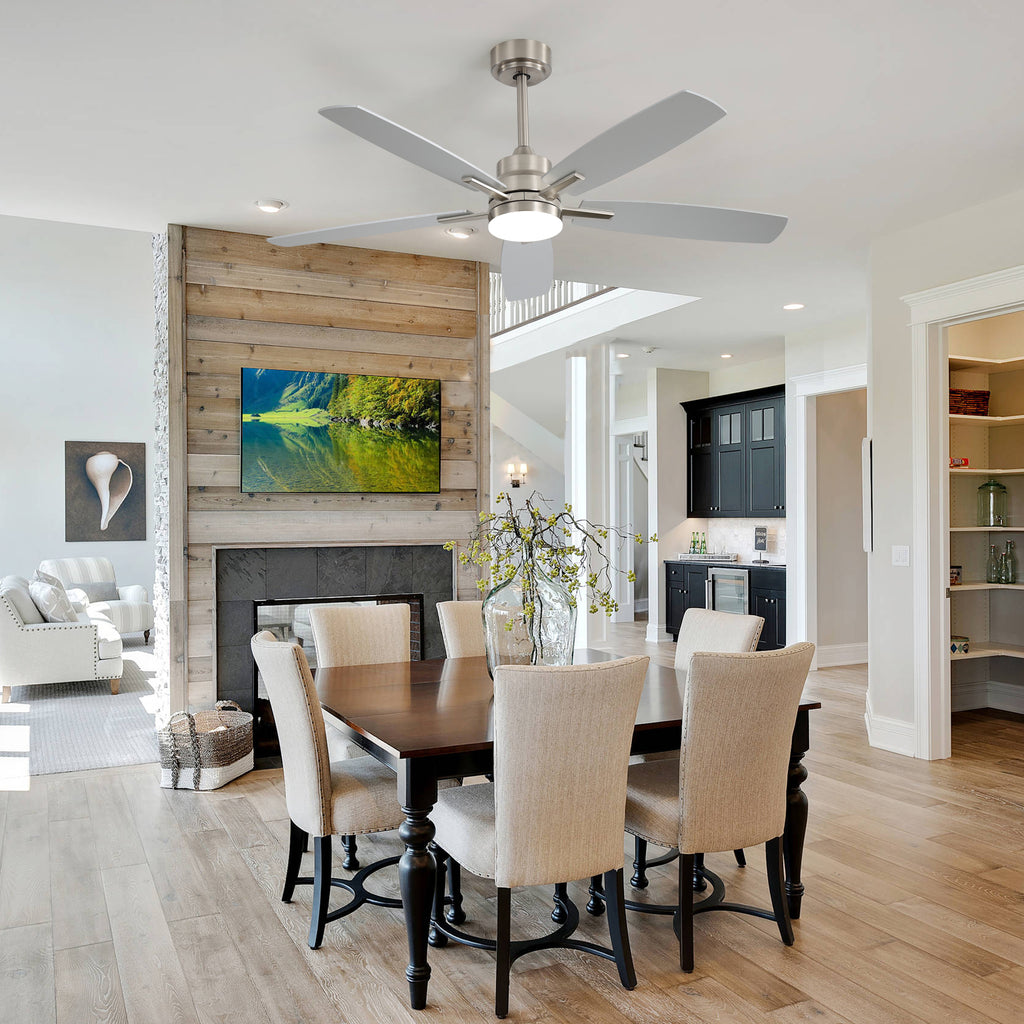 Ceiling Fans with Lights and Remote - 52 Inch Flush Mount Ceiling Fan with Noiseless Reversible DC Motor Timer LED Ceiling Fan for Bedroom Living Room Dining Room