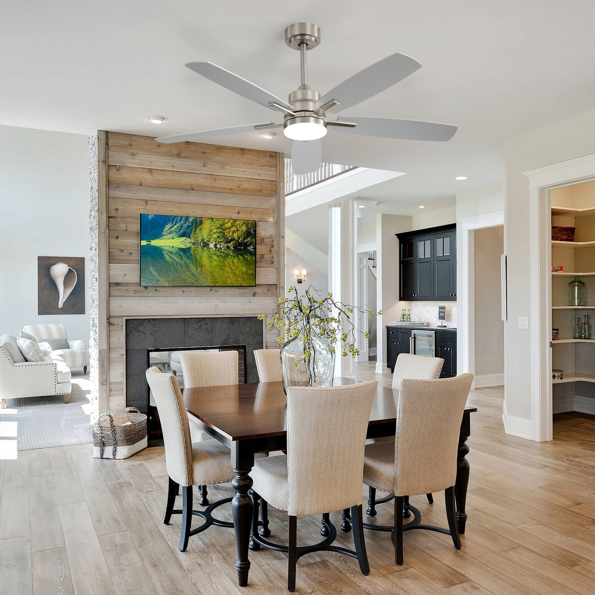 Ceiling Fans with Lights and Remote - 52 Inch Flush Mount Ceiling Fan with Noiseless Reversible DC Motor Timer LED Ceiling Fan for Bedroom Living Room Dining Room