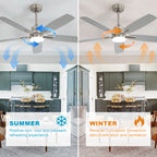 Ceiling Fans with Lights and Remote - 52 Inch Flush Mount Ceiling Fan with Noiseless Reversible DC Motor Timer LED Ceiling Fan for Bedroom Living Room Dining Room