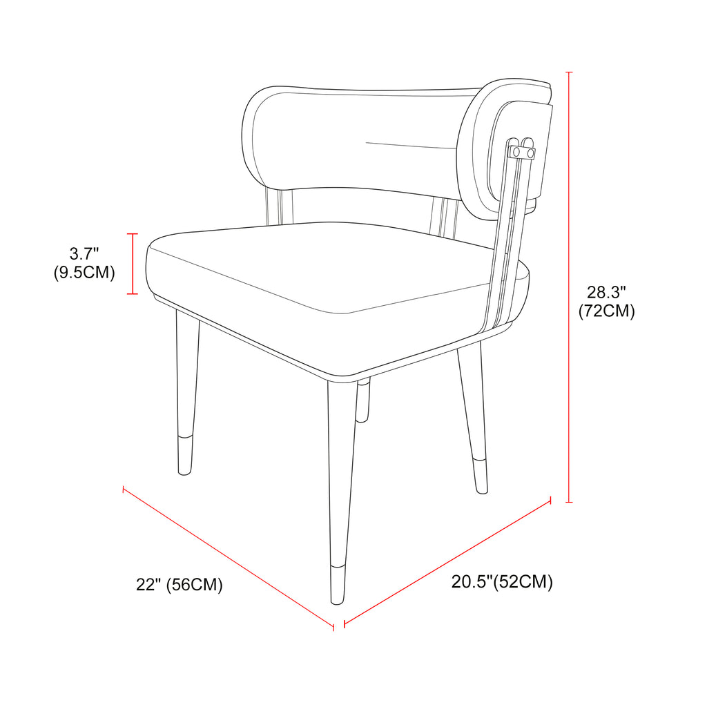 ARTPLAN Walnut Leather Dining Chair - Modern Upholstered Kitchen Chair with High-Resilience Foam Cushion, Stainless Steel Gold Frame for Dining Room, Easy Assembly