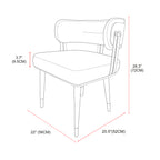 ARTPLAN Walnut Leather Dining Chair - Modern Upholstered Kitchen Chair with High-Resilience Foam Cushion, Stainless Steel Gold Frame for Dining Room, Easy Assembly