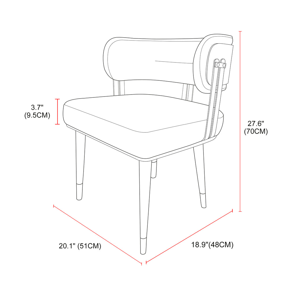 ARTPLAN Walnut Leather Dining Chair - Modern Upholstered Kitchen Chair with High-Resilience Foam Cushion, Stainless Steel Gold Frame for Dining Room, Easy Assembly