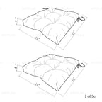 ARTPLANT Outdoor Dinning Seat Pads Cushions with Tie 19"x19"x4",Square Wicker Outdoor Tufted Chair Cushion,Set of 2