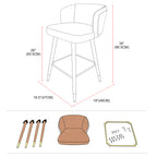 Mid Century Modern Bar Stools for Counter Height - Leather Upholstered Seat with Walnut Wood Frame, Retro 33 Inch Bar Chairs for Home Kitchen Island, Bar, Breakfast Nook