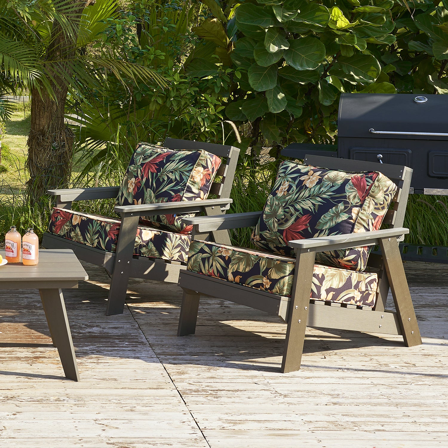 ARTPLAN Deep Seat Outdoor Cushion,Set 24"x24"x6" ,18x24" Bench Outdoor Chair Cushions, Polyester Fill Back for Patio Furniture ,Square