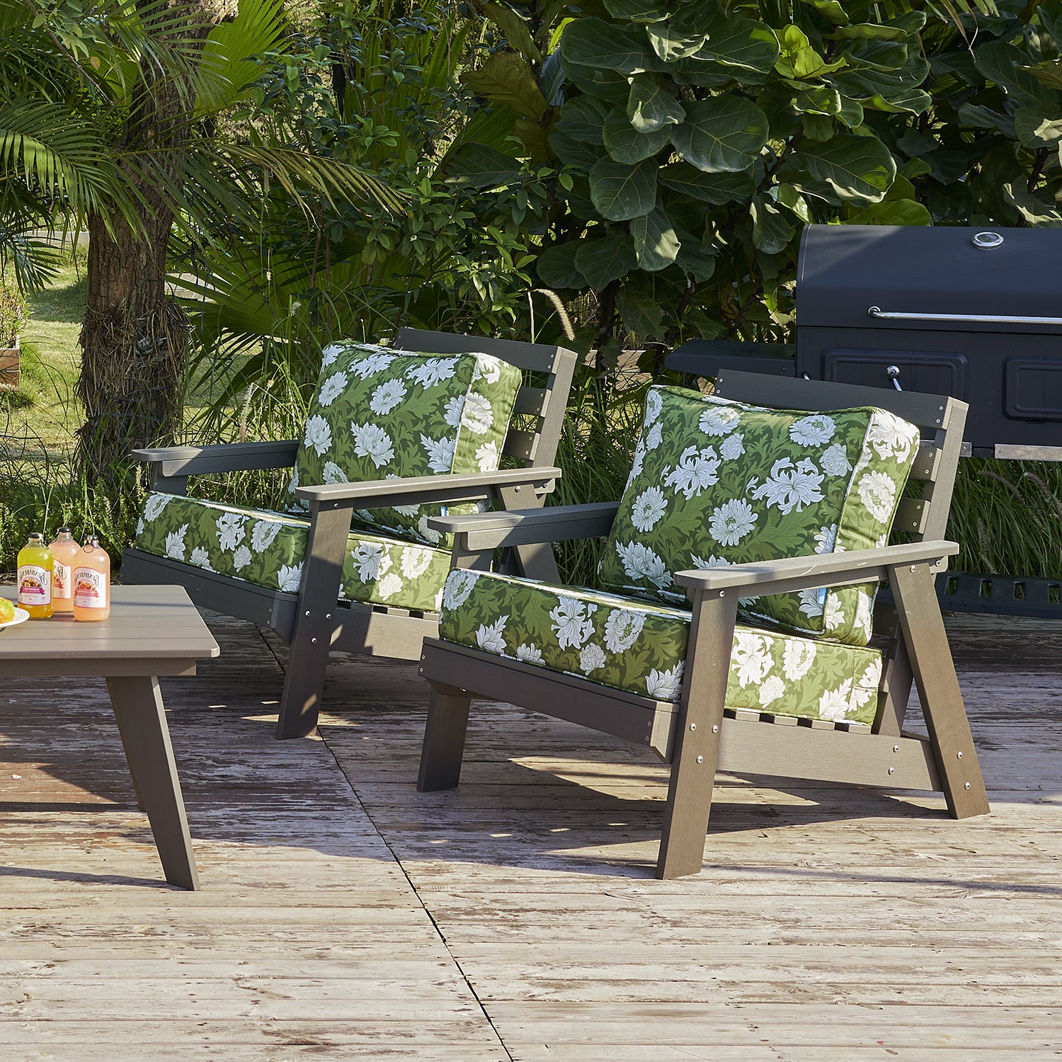 ARTPLAN Deep Seat Outdoor Cushion,Set 24"x24"x6" ,18x24" Bench Outdoor Chair Cushions, Polyester Fill Back for Patio Furniture ,Square
