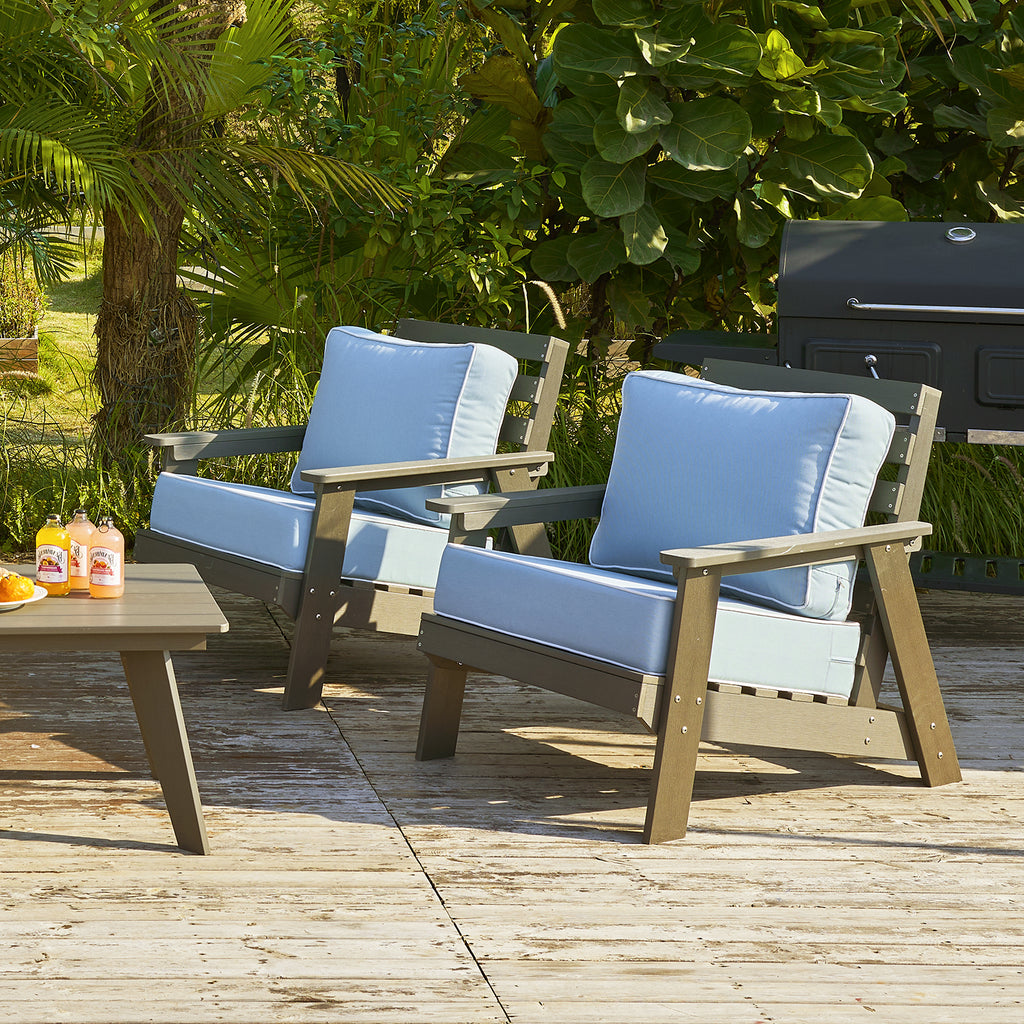 ARTPLAN Deep Seat Outdoor Cushion,Set 24"x24"x6" ,18x24" Bench Outdoor Chair Cushions, Polyester Fill Back for Patio Furniture ,Square