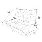 3 Pieces Outdoor Chair Cushions Set–Waterproof Tufted Cushions with Ties for Patio coversation, Loveseat & Bench, 44"x19"x5" UV-Resistant & Fade-Proof with Premium Polyester Filled