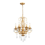 Crystal Chandeliers Clear Chandelier 6-Light Modern Pendant Ceiling Lighting Fixture with Adjustable Chain Length, Vintage Black Light Fixture for Living Room, Farmhouse, Kitchen