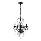 Crystal Chandeliers Clear Chandelier 6-Light Modern Pendant Ceiling Lighting Fixture with Adjustable Chain Length, Vintage Black Light Fixture for Living Room, Farmhouse, Kitchen