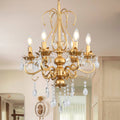 Crystal Chandeliers Clear Chandelier 6-Light Modern Pendant Ceiling Lighting Fixture with Adjustable Chain Length, Vintage Black Light Fixture for Living Room, Farmhouse, Kitchen