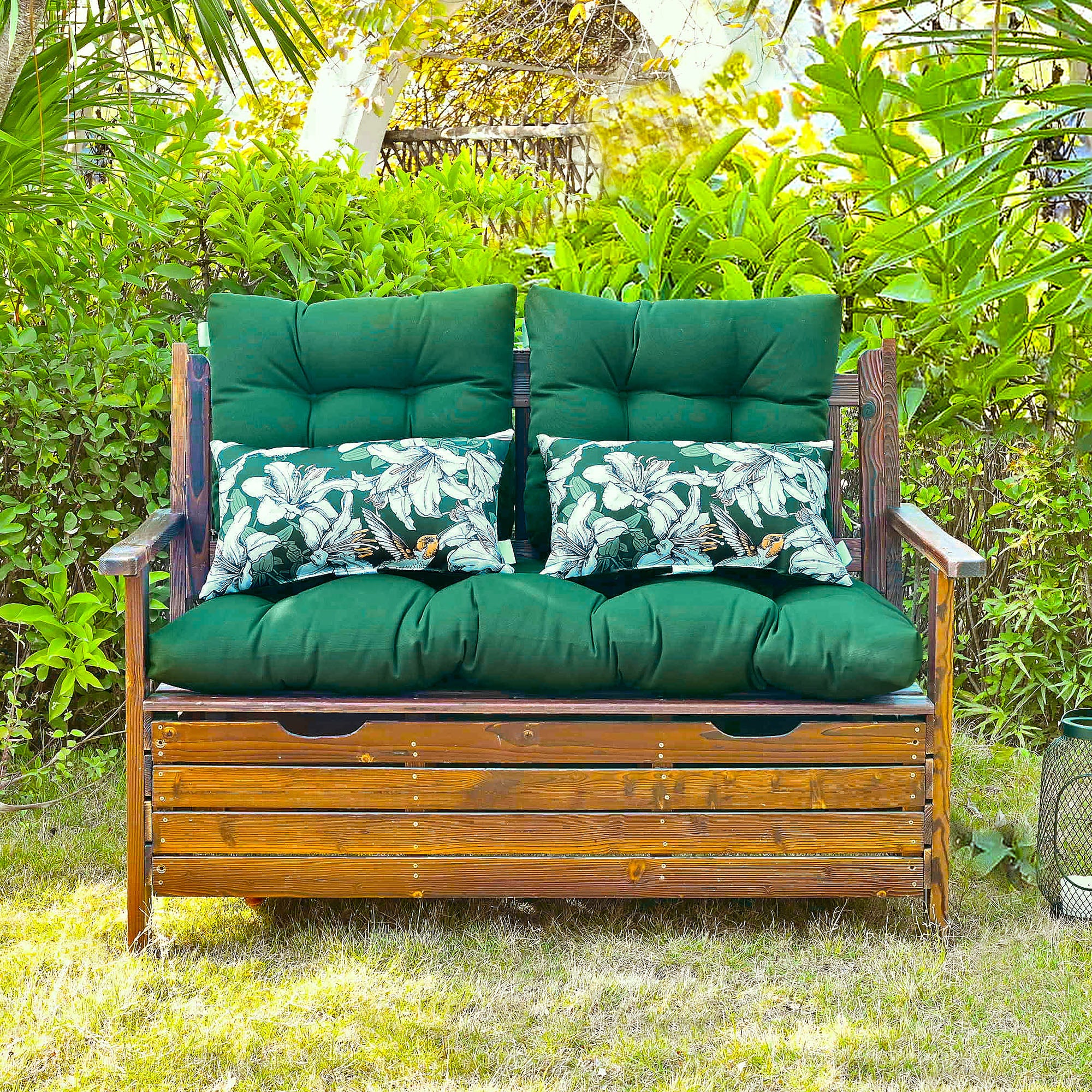 ARTPLAN Outdoor Cushions for Settee,Wicker Loveseat Cushions with Tie,Tufted Patio Cushions 2 U-Shaped Set of 5 Piece,L44xW19,Floral,
