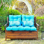 ARTPLAN Outdoor Cushions for Settee,Wicker Loveseat Cushions with Tie,Tufted Patio Cushions 2 U-Shaped Set of 5 Piece,L44xW19,Floral,