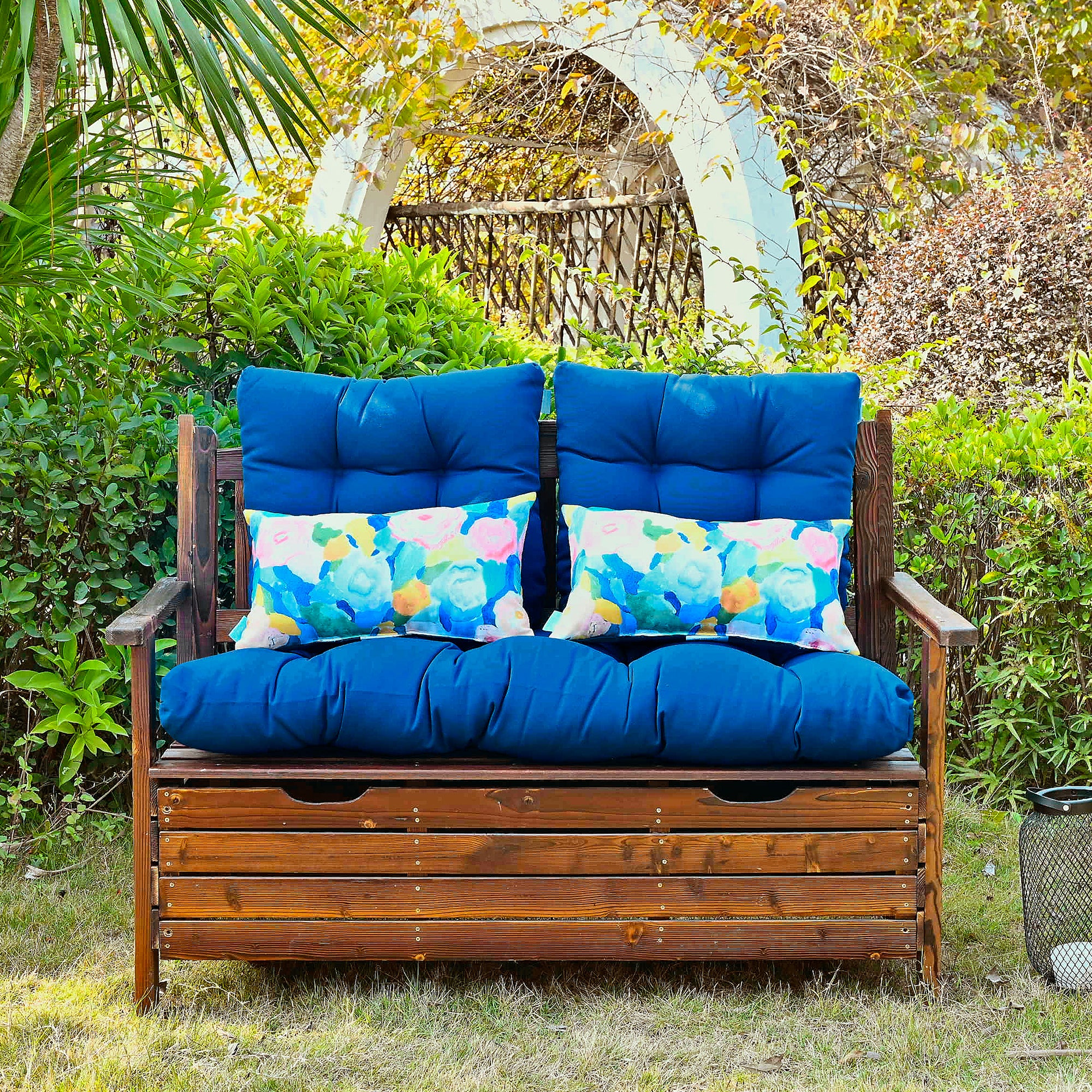 ARTPLAN All Weather Chair Outdoor Cushions Settee Loveseat Bench Cushions Set of 5 Wicker Tufted Pillow for Patio Outdoor Furniture