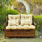 ARTPLAN Outdoor Cushions for Settee,Wicker Loveseat Cushions with Tie,Tufted Patio Cushions 2 U-Shaped Set of 5 Piece,L44xW19,Floral,