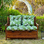 ARTPLAN Outdoor Cushions for Settee,Wicker Loveseat Cushions with Tie,Tufted Patio Cushions 2 U-Shaped Set of 5 Piece,L44xW19,Floral,