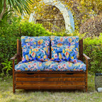 ARTPLAN Outdoor Cushions for Settee,Wicker Loveseat Cushions with Tie,Tufted Patio Cushions 2 U-Shaped Set of 5 Piece,L44xW19,Floral,