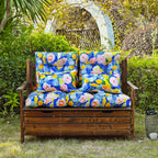 ARTPLAN Outdoor Cushions for Settee,Wicker Loveseat Cushions with Tie,Tufted Patio Cushions 2 U-Shaped Set of 5 Piece,L44xW19,Floral,