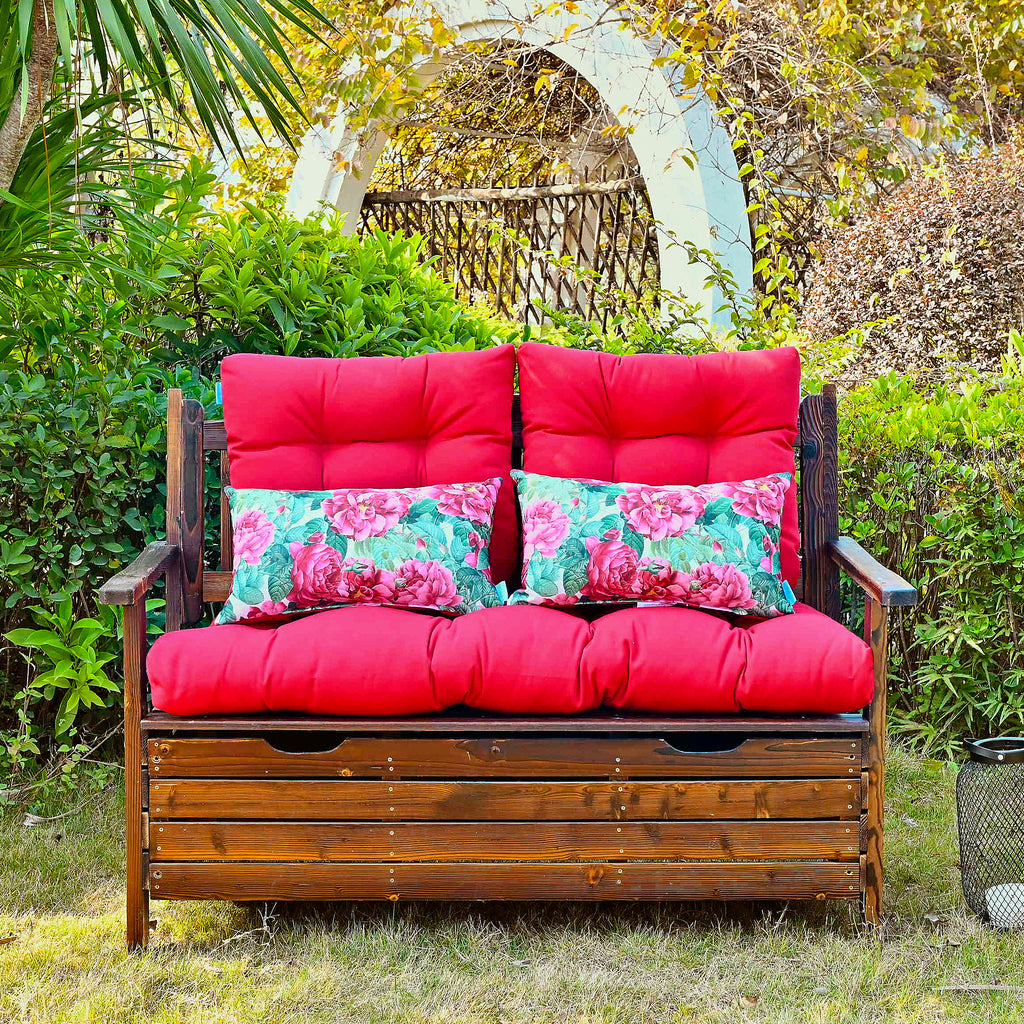 ARTPLAN Outdoor Cushions for Settee,Wicker Loveseat Cushions with Tie,Tufted Patio Cushions 2 U-Shaped Set of 5 Piece,L44xW19,Floral,