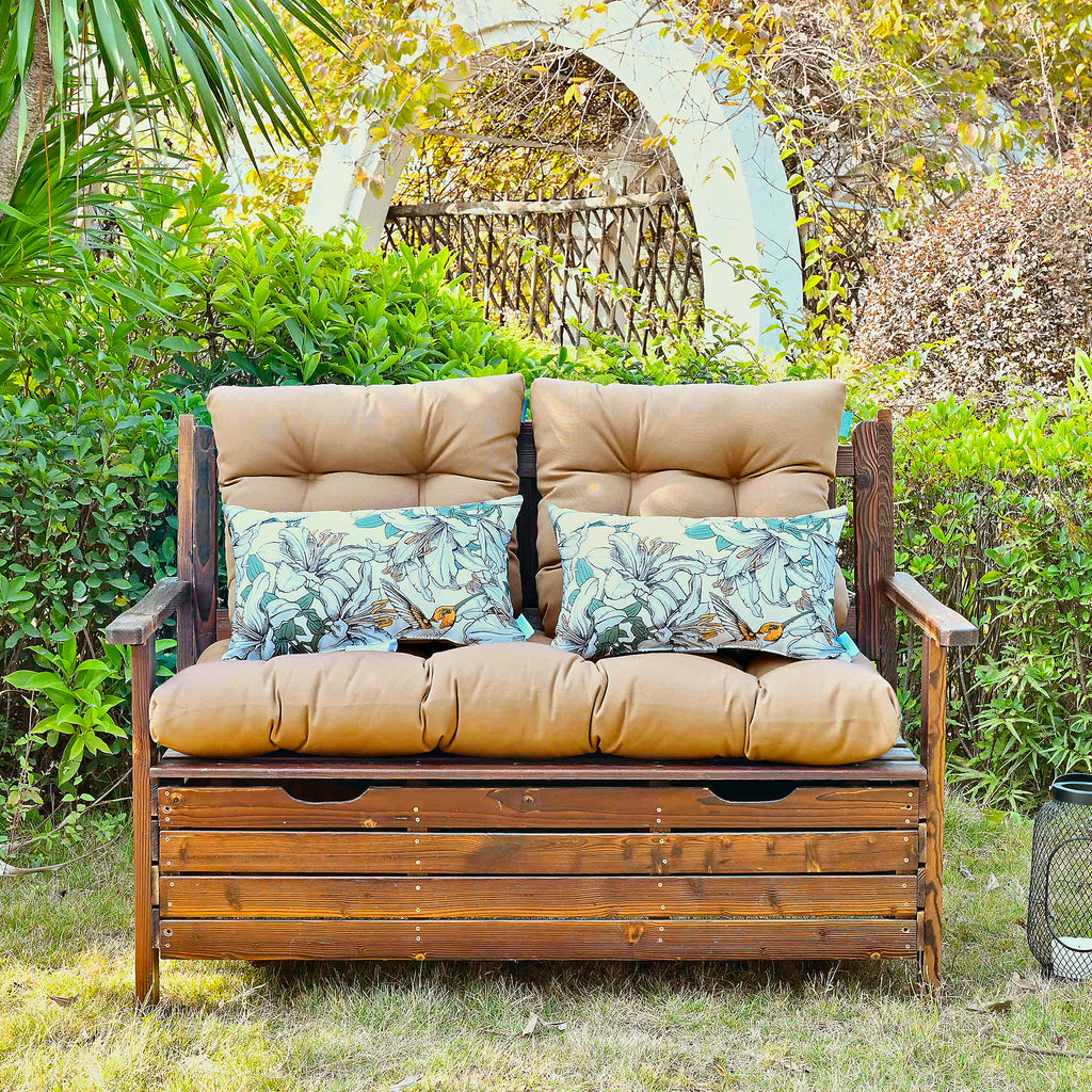 ARTPLAN Outdoor Cushions for Settee,Wicker Loveseat Cushions with Tie,Tufted Patio Cushions 2 U-Shaped Set of 5 Piece,L44xW19,Floral,